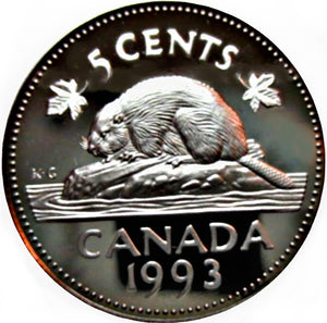1993 Canada Five Cents Nickel proof Heavy cameo