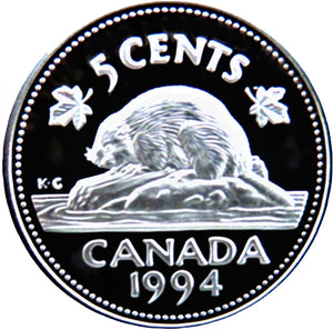 1994 Canada Five Cents Nickel proof Heavy cameo