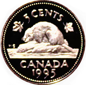 1995 Canada Five Cents Nickel proof Heavy cameo