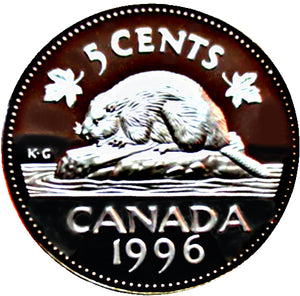 1996 Canada Five Cents Sterling proof Heavy cameo