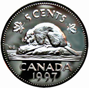 1997 Canada Five Cents Sterling proof Heavy cameo