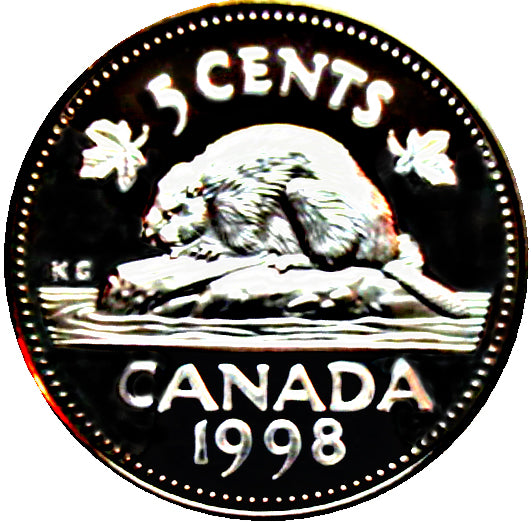 1998 Canada Five Cents Sterling proof Heavy cameo