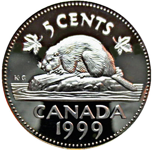 1999 Canada Five Cents Sterling proof Heavy cameo