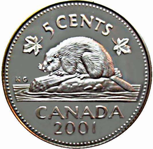 2001 Canada Five Cents Sterling proof Heavy cameo