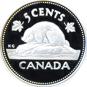 2002 Canada Five Cents Sterling proof Heavy cameo