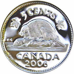 2006 Canada Five Cents Sterling proof Heavy cameo