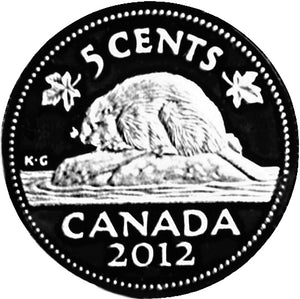 2012 Canada Five Cents Fine Silver proof Heavy cameo