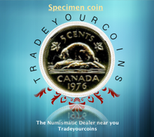 1976 Canada Five Cents Specimen Nickel Beaver