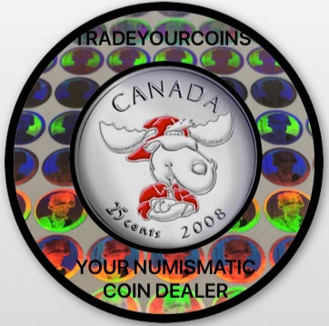 2008 Canada Nickel Coloured Quarter - 25 Cents Canada Day- UNC