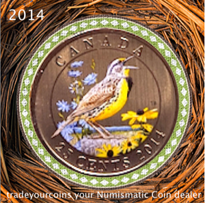 2014 Canada Nickel Quarter - 25 Cents Birds of Canada Series, Eastern Meadowlar