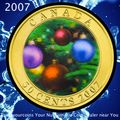 2007 Canada Nickel Half Dollar-50 Cents  Holiday Ornaments - Lenticular Coin