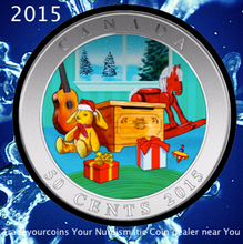 2015 Canada Nickel Half Dollar-50-Cents Holiday Toy Box Lenticular Coin