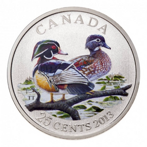 2013 Canada Cupronickel Quarter - 25 Cents Ducks of Canada-Coloured coin Wood Duck