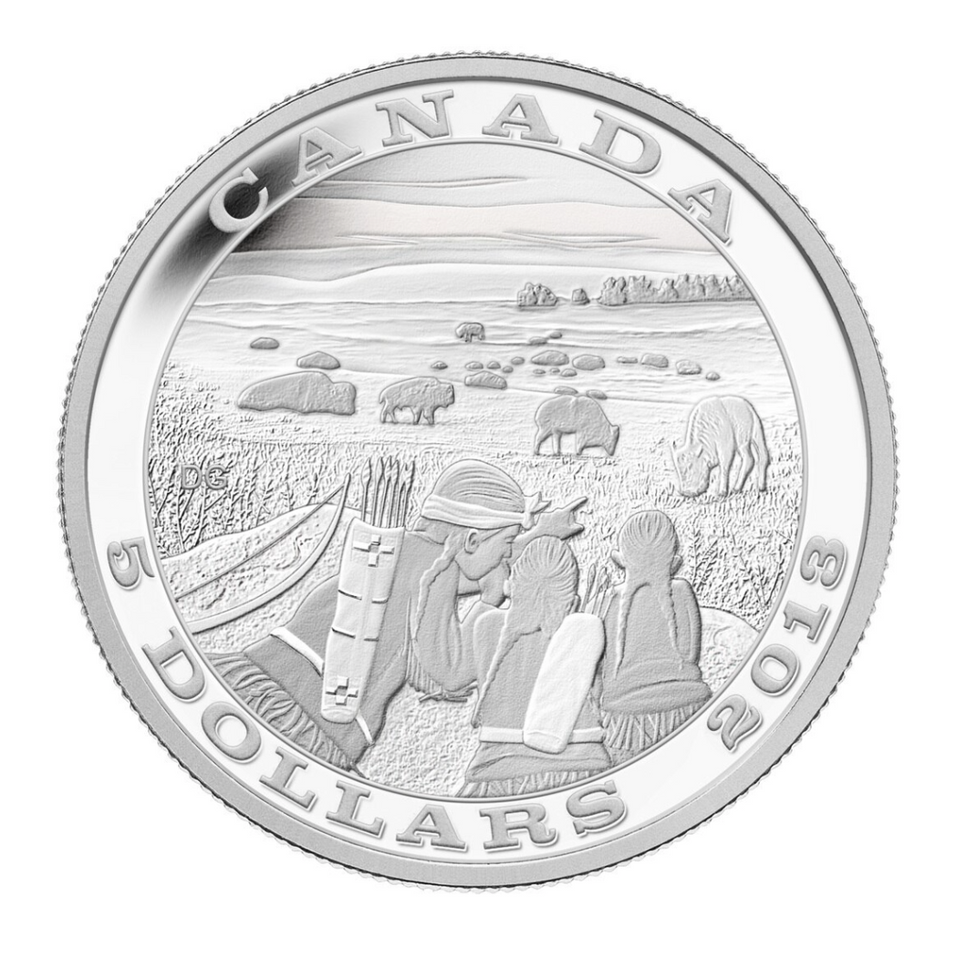 2013 Canada Fine Silver Five Dollars-Aboriginal of hunting series-Bison