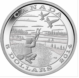 2014 Canada Fine Silver Five Dollars-Aboriginal of hunting series-Hunting in Harmony