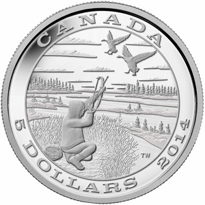 2015 Canada Fine Silver Five Dollars-Aboriginal of hunting series-Canada Goose