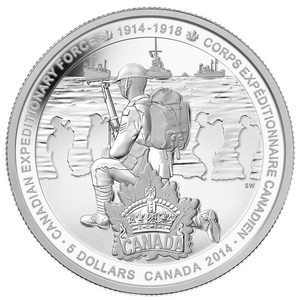2014 Canada Fine Silver $5 Five Dollars-Canadian Expeditionary Force