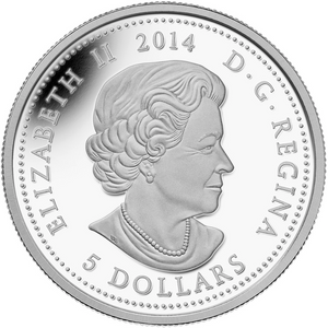 2015 Canada Fine Silver $5 Five Dollars -Today's Monarch, yesterday Princess
