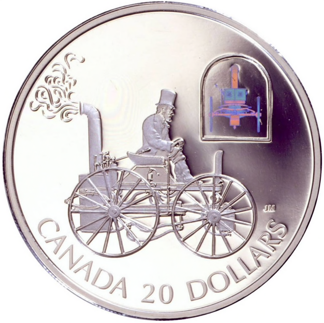 2000 Canada 20 Dollars Transportation on Land, Sterling coin #  1 H.S Taylor Steam Buggy