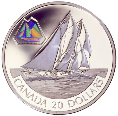 2000 Canada 20 Dollars Transportation on Land, Sterling coin #  2 The Bluenose