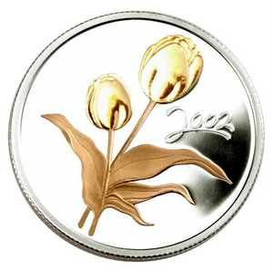 2002 Fifty Cents- Gold Plated-Canadian Tulip, 50th Anniversary Festival