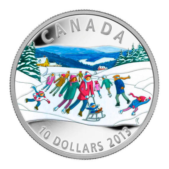 2013 Canada Fine Silver $10 Ten Dollars-Winter Scene