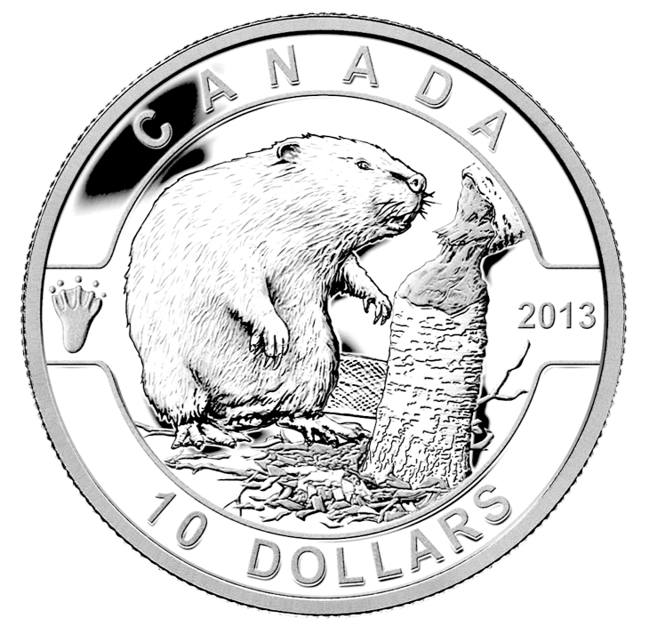 2013 Canada Fine Silver $10 Ten Dollars-The Beaver