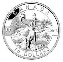 2013 Canada Fine Silver $10 Ten Dollars-The Caribou