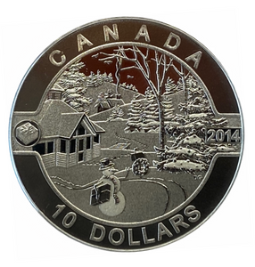 2014 Canada Fine Silver $10 Ten Dollars-Canadian Holiday Scene