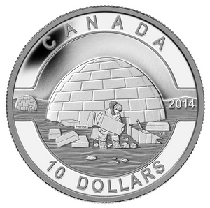 2014 Canada Fine Silver $10 Ten Dollars-The Igloo