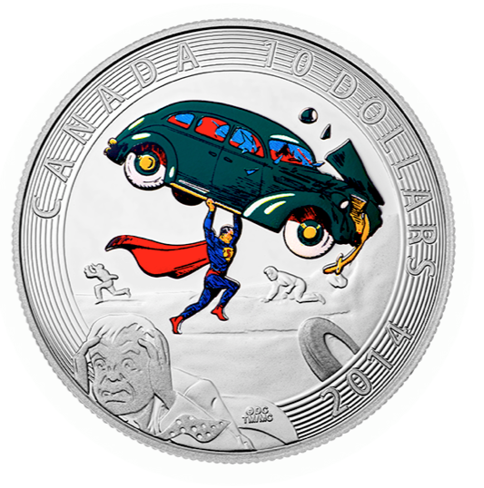 2014 Canada Fine Silver $10 Ten Dollars-Iconic Superman-Comic Book Covers #1 (1938)