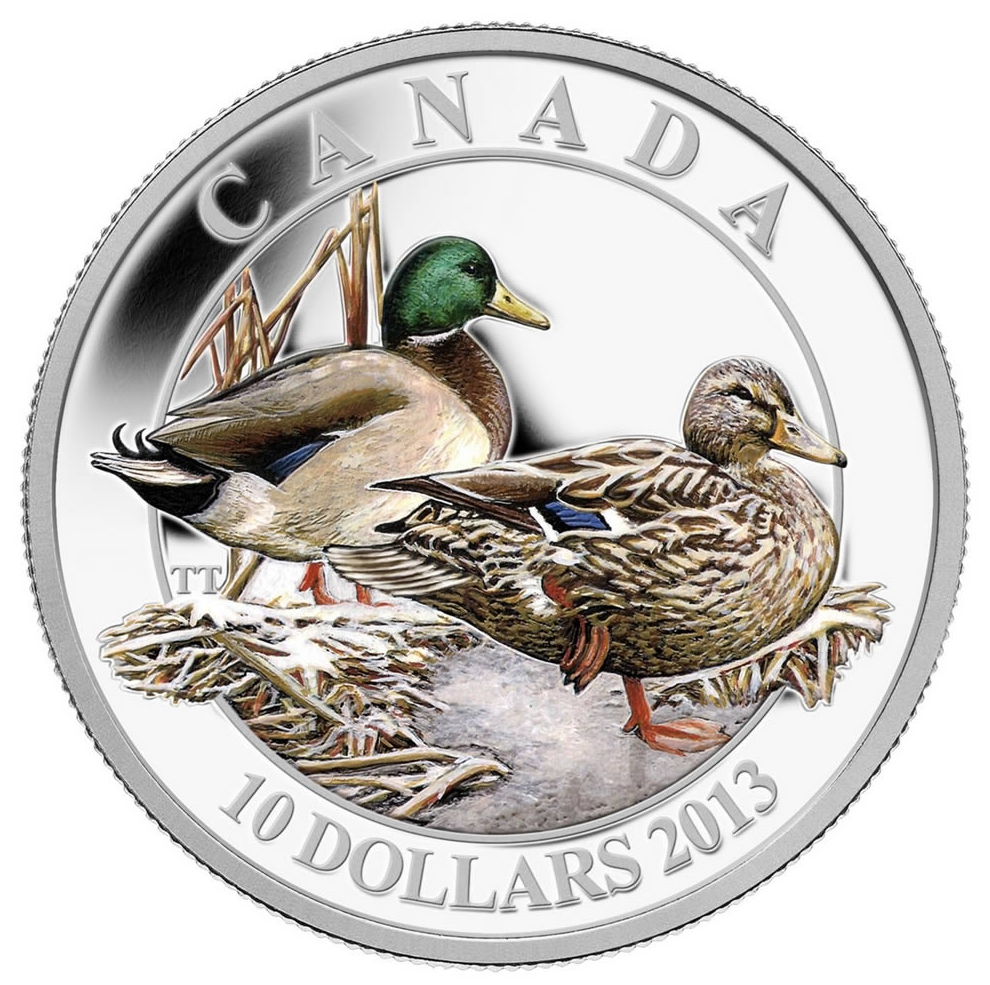 2013 Canada Fine Silver $10 Ten Dollars-Ducks of Canada-Mallard