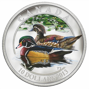2013 Canada Fine Silver $10 Ten Dollars-Ducks of Canada-Wood Duck