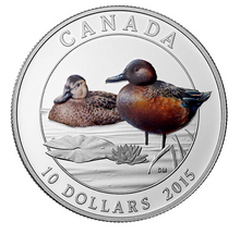 2014 Canada Fine Silver $10 Ten Dollars-Ducks of Canada-Cinnamon Teal