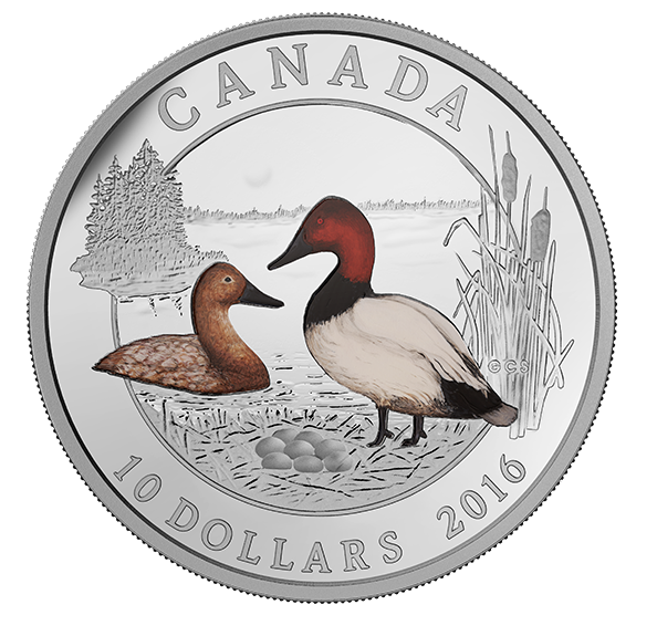 2014 Canada Fine Silver $10 Ten Dollars-Ducks of Canada-Canvasback