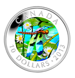 2013 Canada Fine Silver $10 Ten Dollars-Twelve-Spotted Skimmer Dragonfly