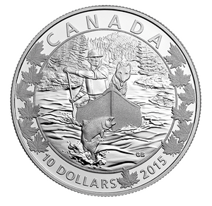 2015 Canada Fine Silver $10 Ten Dollars-Canoe series-Splendid Surroundings