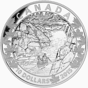 2015 Canada Fine Silver $10 Ten Dollars-Canoe Series-Exquise Ending