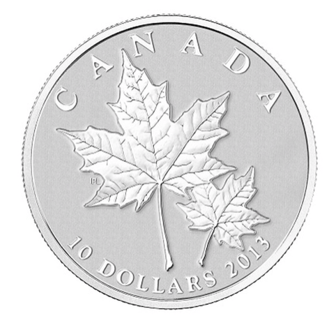 2013 Canada $10 Ten Dollars-Maple leaf Forever 1/2 oz