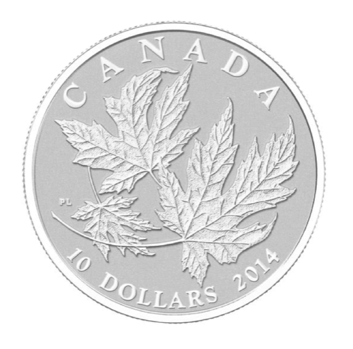 2014 Canada $10 Ten Dollars-Maple leaf Forever 1/2 oz