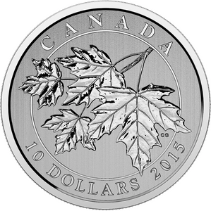 2015 Canada $10 Ten Dollars-Maple leaf Forever 1/2 oz