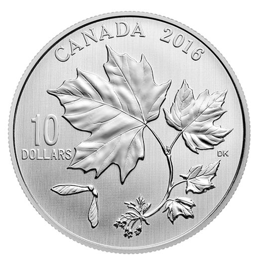 2016 Canada $10 Ten Dollars-Maple leaf Forever 1/2 oz