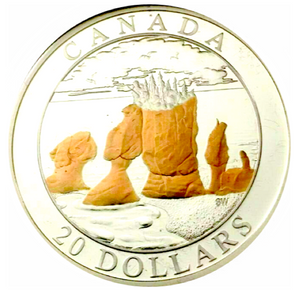 2004 Canada 20 Dollars Natural Wonders,  Fine Silver coin- Hopewell Rocks