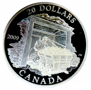 2009 20 Dollars Fine Silver Coin, Canadian Industry Series-Coal Mining Trade