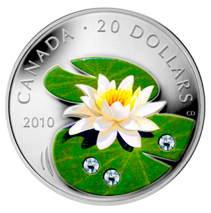 2010 20 Dollars Fine Silver Coin, Wildflower Serie-Water lily
