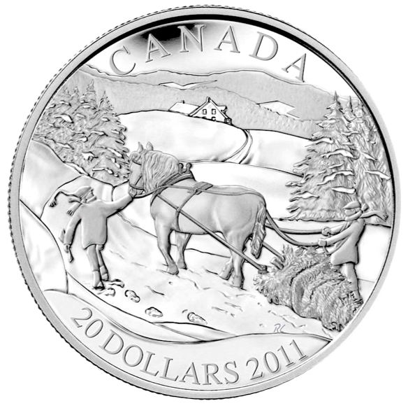 2011 20 Dollars Sterling Silver Coin, Winter Scene
