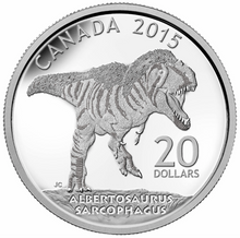 2015 Twenty Dollars Fine Silver, dinosaurs Series-Albertosaurus