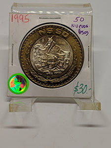 1995 50 nuevos pesos- Niños Heroes Bi-metalic .925 Silver coin