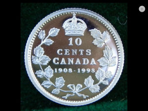 1908-1998 Canada Ten Cents Sterling Mirror Silver proof Heavy cameo - Trade your coins