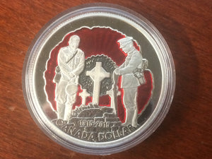 2015 Canada Silver Coloured Proof Dollar-Limited Edition 100th Anniversary  of in Flanders Fields